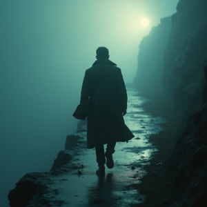 Movie Scenes — Lone Traveler In A Weathered Long Cinematic #0327 (FLUX)