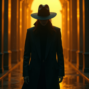 Movie Scenes — Mysterious Figure Beneath A Wide-brimmed Hat Cinematic #0093 (Ideogram)