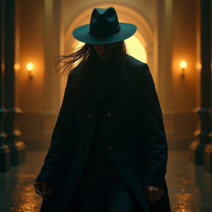 Movie Scenes — Mysterious Figure Beneath A Wide-brimmed Hat Cinematic #0105 (Ideogram)