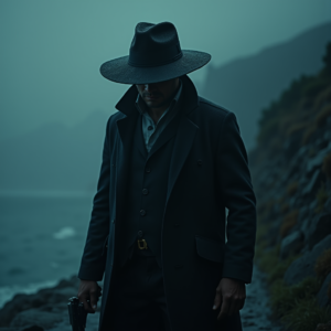 Movie Scenes — Mysterious Figure Beneath A Wide-brimmed Hat Cinematic #0117 (Ideogram)