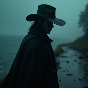 Movie Scenes — Mysterious Figure Beneath A Wide-brimmed Hat Cinematic #0141 (Ideogram)