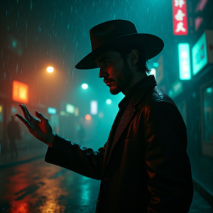 Movie Scenes — Mysterious Figure Beneath A Wide-brimmed Hat Cinematic #0233 (Gemini)