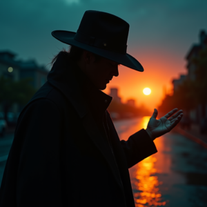 Movie Scenes — Mysterious Figure Beneath A Wide-brimmed Hat Cinematic #0269 (Gemini)