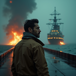 Movie Scenes — Pilot In A Weathered Flight Jacket Cinematic #0320 (Recraft)
