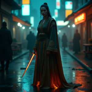 Movie Scenes — Regal Figure In Flowing Embroidered Robes Cinematic #0010 (Leonardo)