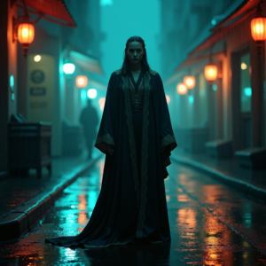 Movie Scenes — Regal Figure In Flowing Embroidered Robes Cinematic #0022 (Leonardo)