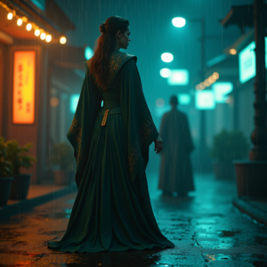Movie Scenes — Regal Figure In Flowing Embroidered Robes Cinematic #0028 (Krea)