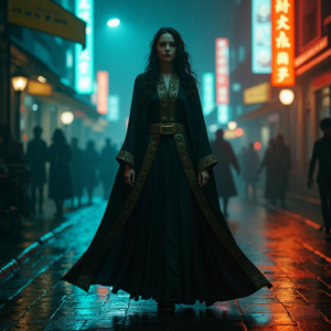 Movie Scenes — Regal Figure In Flowing Embroidered Robes Cinematic #0034 (Leonardo)