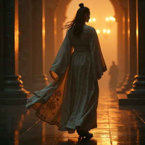 Movie Scenes — Regal Figure In Flowing Embroidered Robes Cinematic #0076 (Krea)