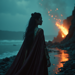 Movie Scenes — Regal Figure In Flowing Embroidered Robes Cinematic #0112 (Krea)