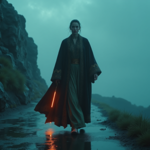 Movie Scenes — Regal Figure In Flowing Embroidered Robes Cinematic #0124 (Krea)
