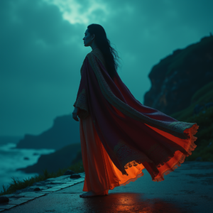 Movie Scenes — Regal Figure In Flowing Embroidered Robes Cinematic #0142 (Leonardo)