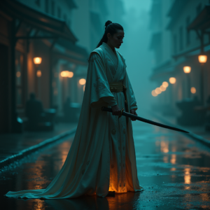 Movie Scenes — Regal Figure In Flowing Embroidered Robes Cinematic #0154 (Leonardo)