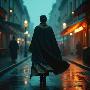Movie Scenes — Regal Figure In Flowing Embroidered Robes Cinematic #0214 (Leonardo)