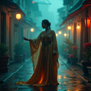 Movie Scenes — Regal Figure In Flowing Embroidered Robes Cinematic #0234 (ChatGPT)