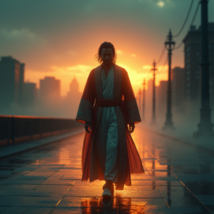Movie Scenes — Regal Figure In Flowing Embroidered Robes Cinematic #0258 (ChatGPT)