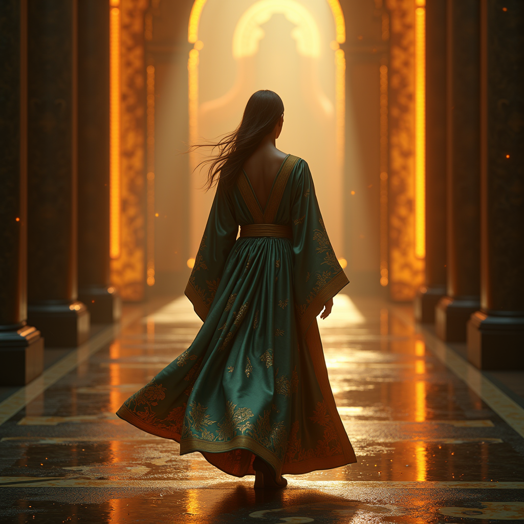 Movie Scenes — Regal Figure In Flowing Embroidered Robes Cinematic #0282 (ChatGPT)
