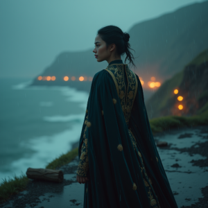 Movie Scenes — Regal Figure In Flowing Embroidered Robes Cinematic #0318 (ChatGPT)