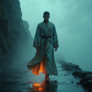 Movie Scenes — Regal Figure In Flowing Embroidered Robes Cinematic #0330 (ChatGPT)