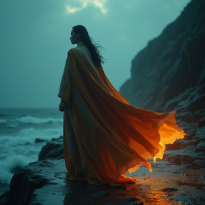 Movie Scenes — Regal Figure In Flowing Embroidered Robes Cinematic #0348 (Dreamina)