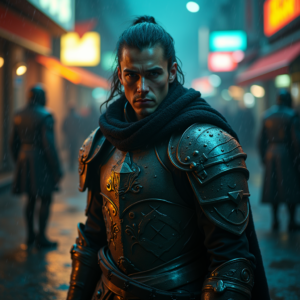 Movie Scenes — Warrior In Intricately Detailed Armor Catching Cinematic #0008 (Recraft)