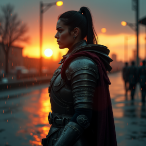 Movie Scenes — Warrior In Intricately Detailed Armor Catching Cinematic #0044 (Recraft)