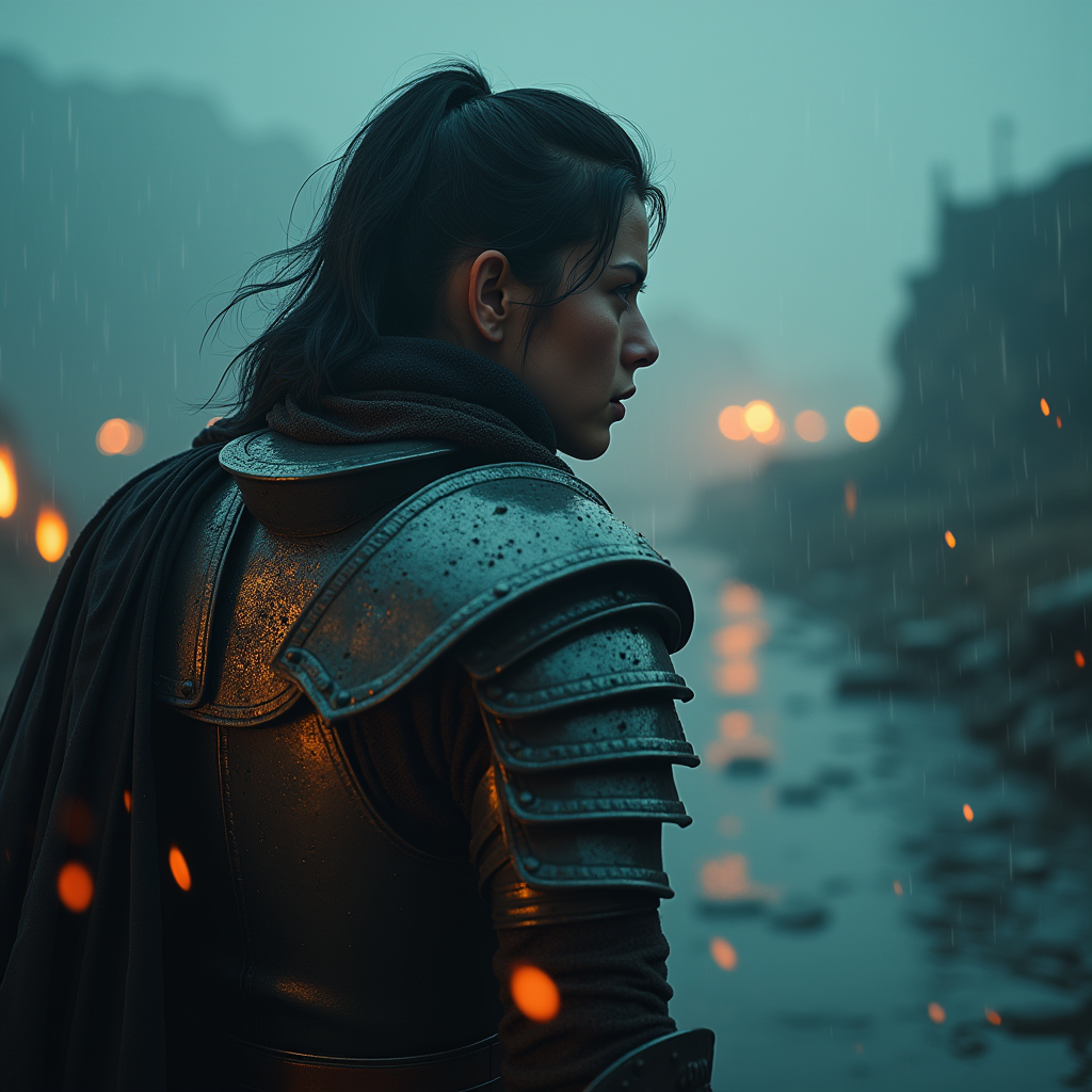 Movie Scenes — Warrior In Intricately Detailed Armor Catching Cinematic #0110 (Stable Diffusion)