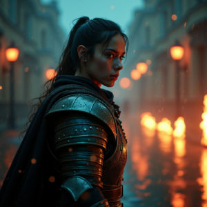 Movie Scenes — Warrior In Intricately Detailed Armor Catching Cinematic #0146 (Stable Diffusion)