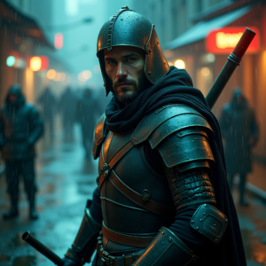 Movie Scenes — Warrior In Intricately Detailed Armor Catching Cinematic #0152 (Recraft)