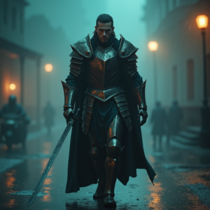 Movie Scenes — Warrior In Intricately Detailed Armor Catching Cinematic #0158 (Stable Diffusion)