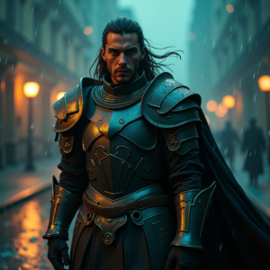 Movie Scenes — Warrior In Intricately Detailed Armor Catching Cinematic #0176 (Recraft)