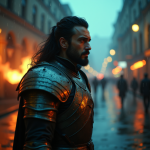 Movie Scenes — Warrior In Intricately Detailed Armor Catching Cinematic #0182 (Stable Diffusion)