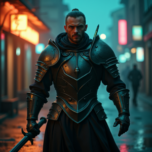 Movie Scenes — Warrior In Intricately Detailed Armor Catching Cinematic #0224 (Recraft)
