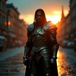 Movie Scenes — Warrior In Intricately Detailed Armor Catching Cinematic #0262 (Leonardo)