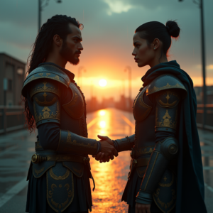 Movie Scenes — Warrior In Intricately Detailed Armor Catching Cinematic #0268 (Krea)