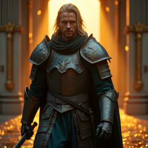 Movie Scenes — Warrior In Intricately Detailed Armor Catching Cinematic #0286 (Leonardo)