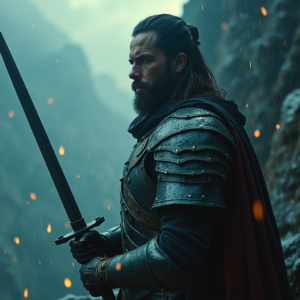 Movie Scenes — Warrior In Intricately Detailed Armor Catching Cinematic #0322 (Leonardo)