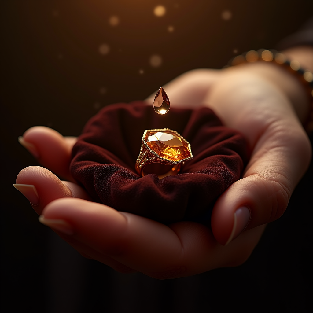 Perfume — Faceted Gemstone Ring Nestled In Dark Product Ads #0011 (Stable Diffusion)