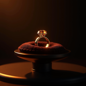 Perfume — Faceted Gemstone Ring Nestled In Dark Product Ads #0179 (Stable Diffusion)