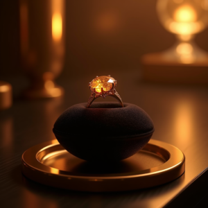 Perfume — Faceted Gemstone Ring Nestled In Dark Product Ads #0215 (Stable Diffusion)