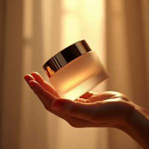 Perfume — Frosted-glass Cosmetics Jar With A Brushed-silver Product Ads #0002 (Gemini)