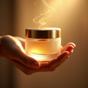 Perfume — Frosted-glass Cosmetics Jar With A Brushed-silver Product Ads #0020 (Seedream)