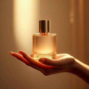Perfume — Frosted-glass Cosmetics Jar With A Brushed-silver Product Ads #0032 (Seedream)