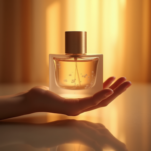 Perfume — Frosted-glass Cosmetics Jar With A Brushed-silver Product Ads #0229 (Krea)
