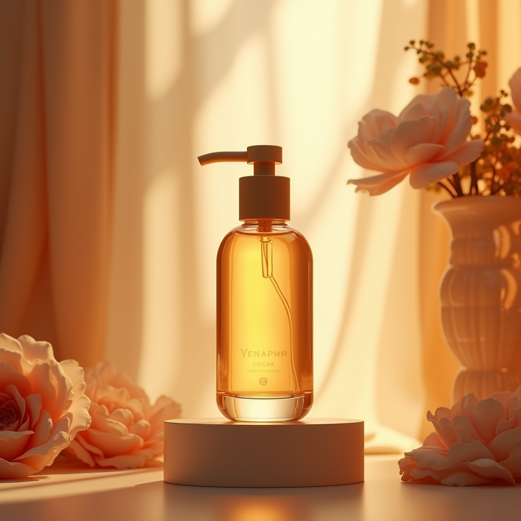 Perfume — Minimalist Skincare Bottle With A Bamboo Product Ads #0144 (FLUX)