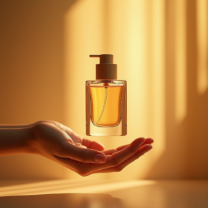 Perfume — Minimalist Skincare Bottle With A Bamboo Product Ads #0222 (Ideogram)