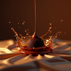 Perfume — Rich Dark-chocolate Dessert With A Glossy Product Ads #0063 (ChatGPT)