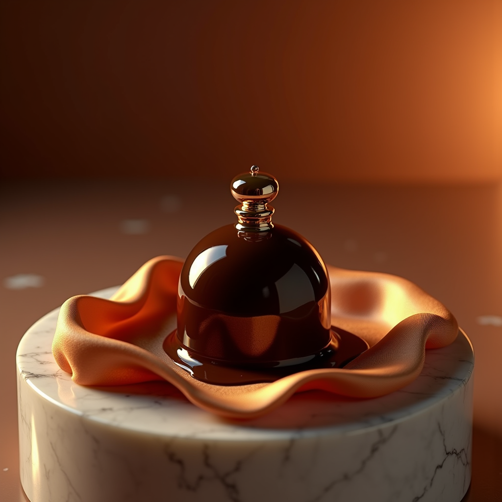 Perfume — Rich Dark-chocolate Dessert With A Glossy Product Ads #0099 (ChatGPT)