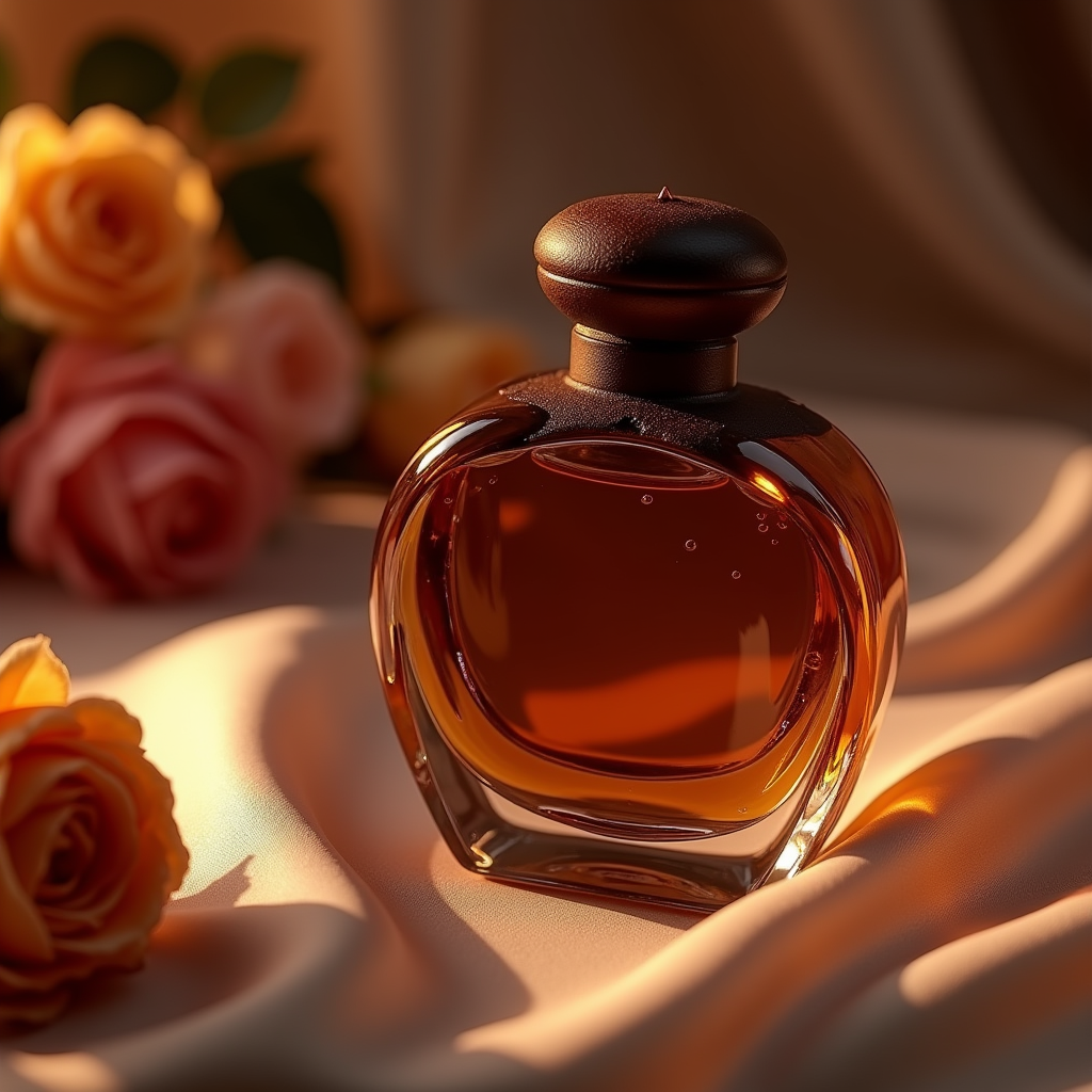 Perfume — Rich Dark-chocolate Dessert With A Glossy Product Ads #0111 (ChatGPT)