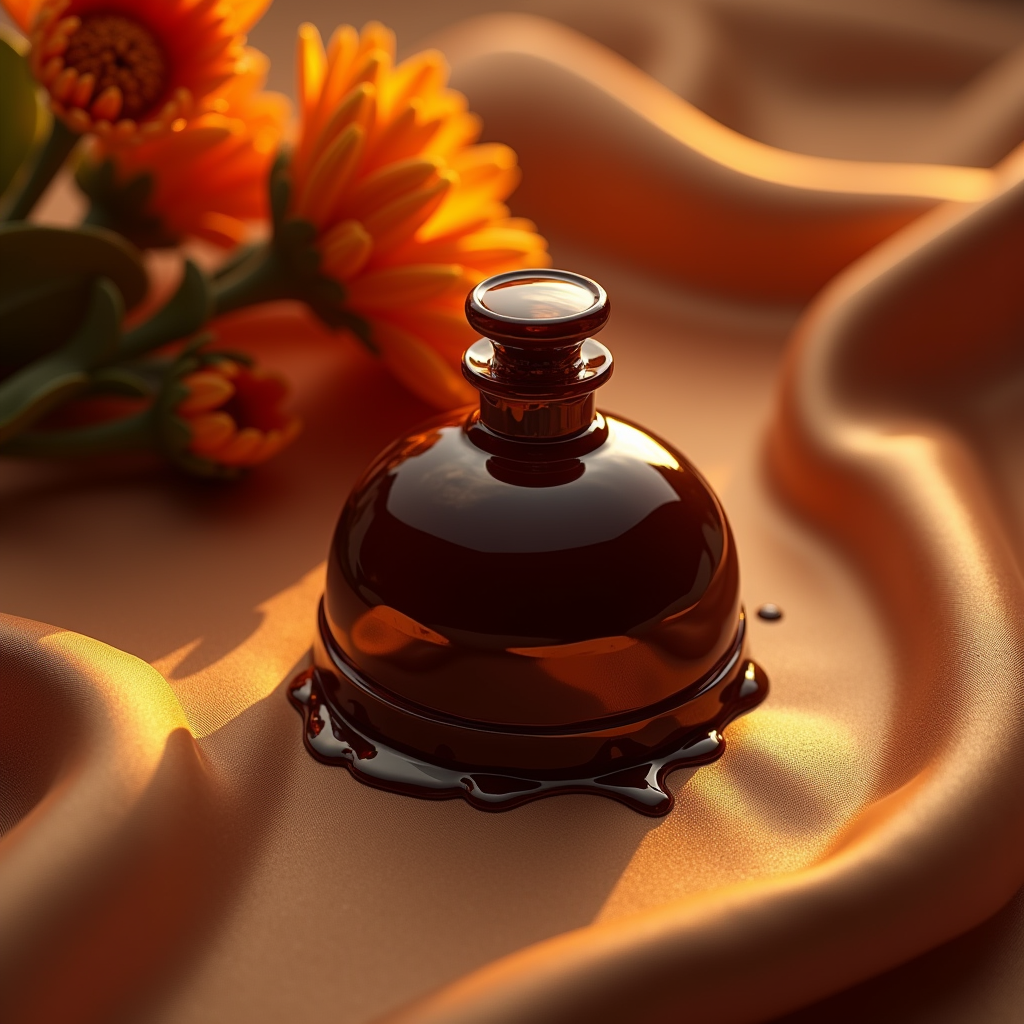 Perfume — Rich Dark-chocolate Dessert With A Glossy Product Ads #0135 (ChatGPT)
